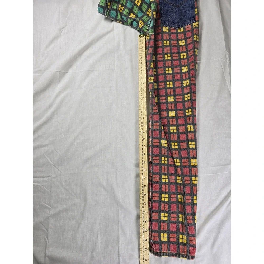 Ragged Jeans Jeans Womens 24 Multicolor Plaid Colorblock Tapered Leg Denim Pants